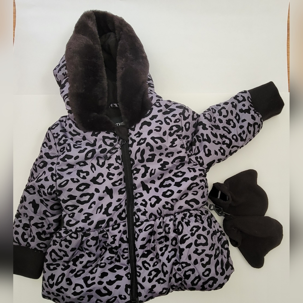 Rothschild Flocked Textured Jacket with faux fur trim hood and fleece mittens.